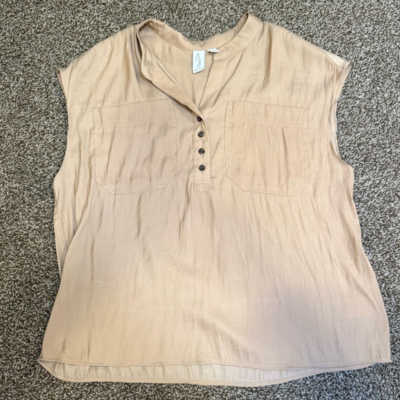 Joie Tops - Joie Tan Button-Front Blouse